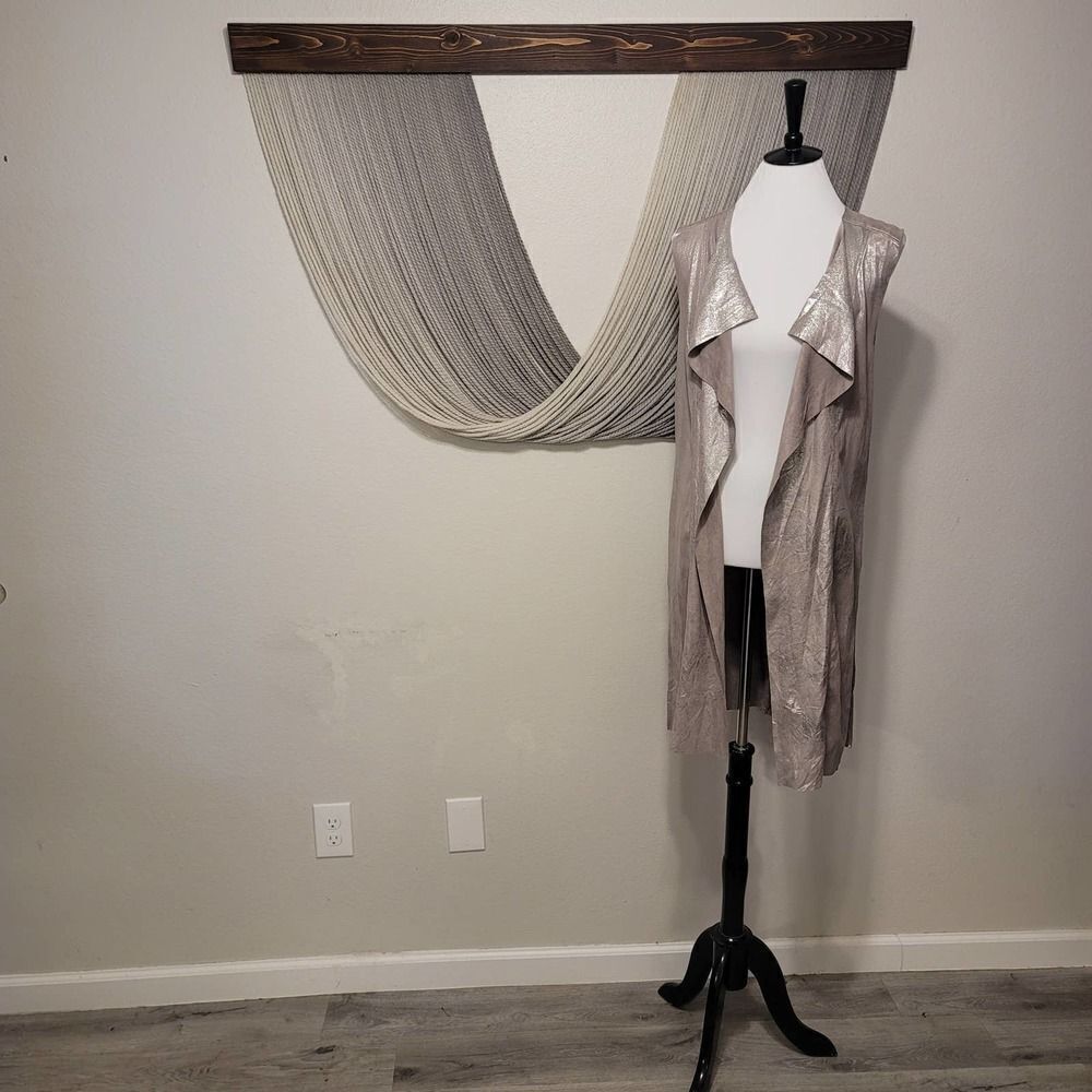 Dolce Cabo Metallic Leather Waterfall Cardigan Sz S